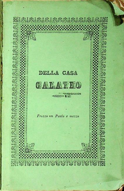 Galateo, ovvero de' costumi - Giovanni Della Casa - copertina