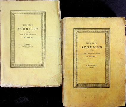 Memorie storiche della città e del territorio di Trento - copertina