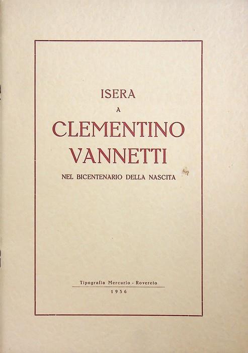 Isera a Clementino Vannetti nel bicentenario della nascita - copertina
