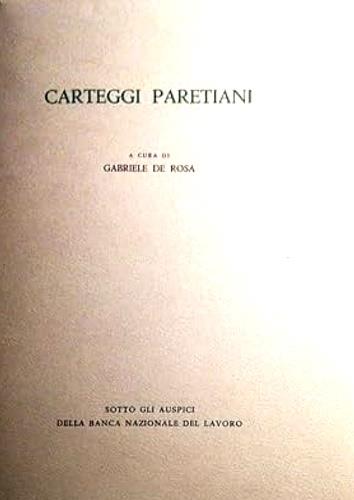 Carteggi paretiani 1892-1923 - copertina