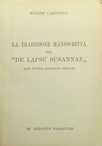 La tradizione manoscritta del De Lapsu Susannae - copertina