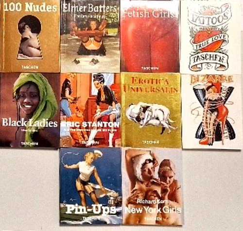 Erotic Collection: Amuse- Gueule. Lot consisting of 10 publications: --Elmer Batters: The Caruska Sittings. --John Willie's Bizarre. --New York Girls. --Pin Ups. --Erotica Universalis. --Eric Kroll's Fetish Girls. --Eric Stanton. For the man who know - copertina