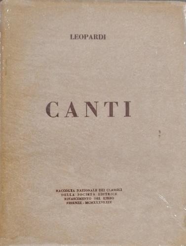 Canti - Giacomo Leopardi - copertina