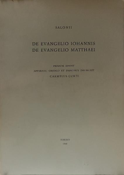 De Evangelion Iohannis. De Evangelio Matthaei - copertina