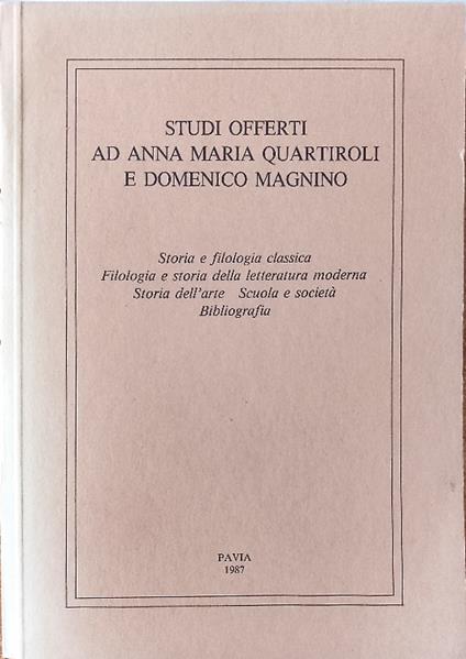 Studi offerti ad Anna Maria Quartiroli e Domenico Magnino - copertina