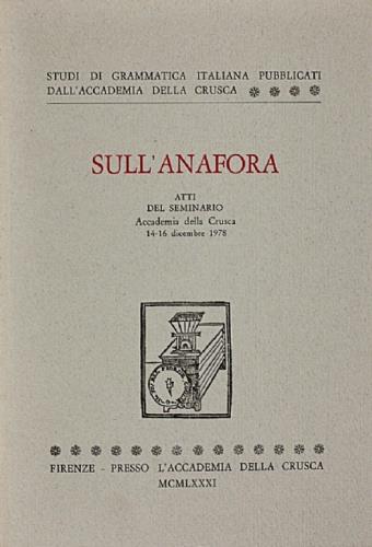 Sull'Anafora - copertina