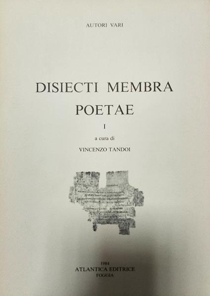 Disiecti membra poetae. 1 - copertina