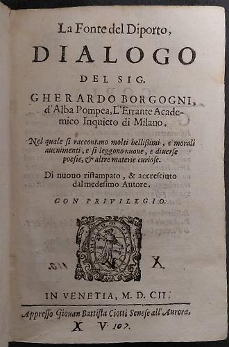 La fonte del diporto, dialogo - copertina
