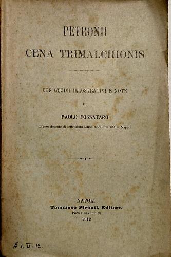 Cena trimalchionis - copertina