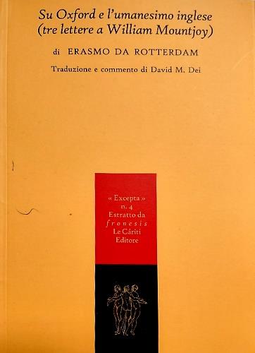Su Oxford e l'umanesimo inglese (tre lettere a William Mountjoy) - copertina