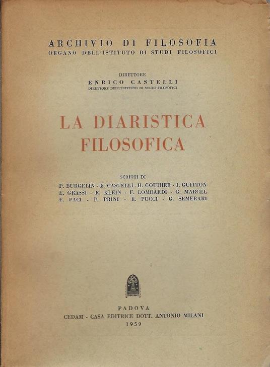 La diaristica filosofica - copertina