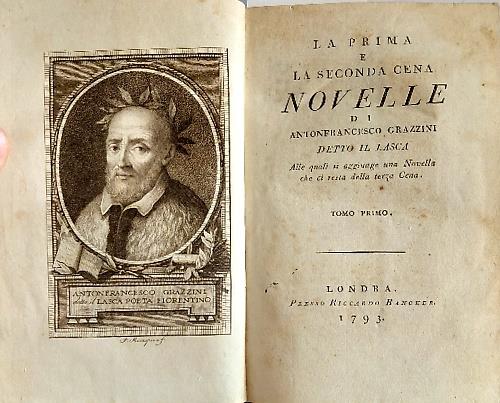 La prima e la seconda cena. Novelle. Alle quali si aggiunge una Novella che ci resta della terza Cena - copertina