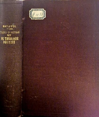 Etudes d'histoire et de th ologie positive - copertina