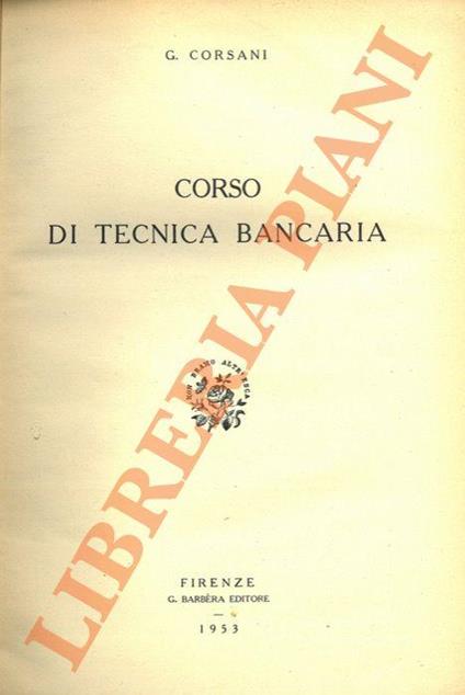 Corso di tecnica bancaria - copertina