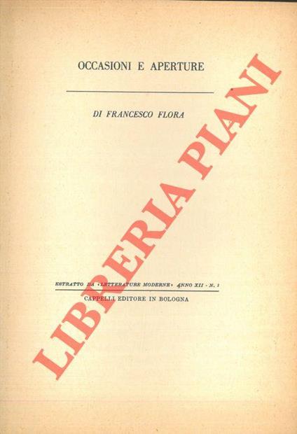 Occasioni e aperture - Francesco Flora - copertina