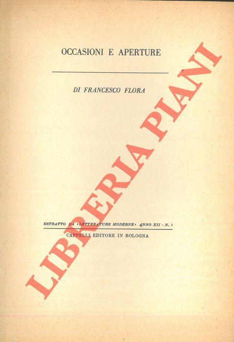 Occasioni e aperture - Francesco Flora - copertina
