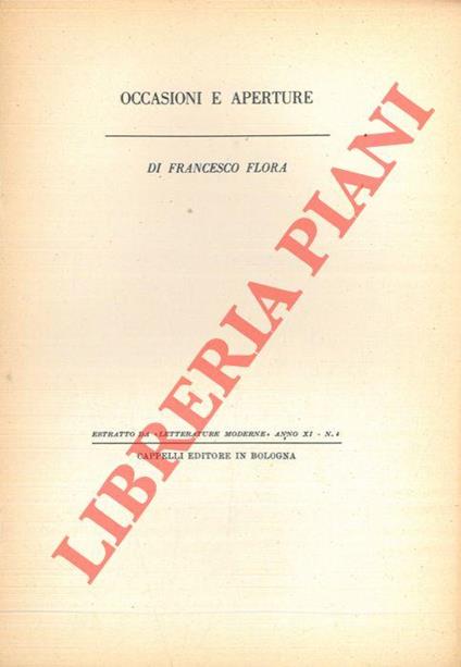 Occasioni e aperture - Francesco Flora - copertina