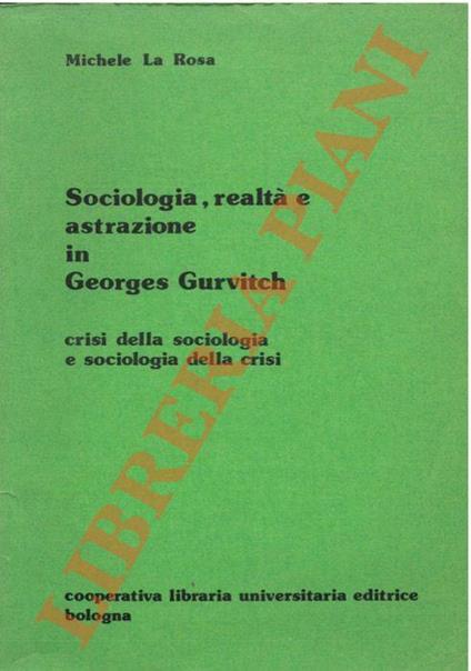 Sociologia, realtà e astrazione in Georges Gurvitch - copertina