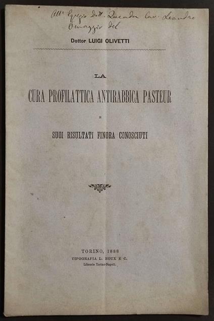 La Profilassi Antirabbica Pasteur - copertina