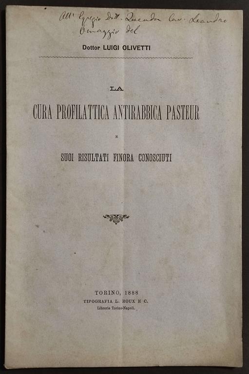 La Profilassi Antirabbica Pasteur - copertina