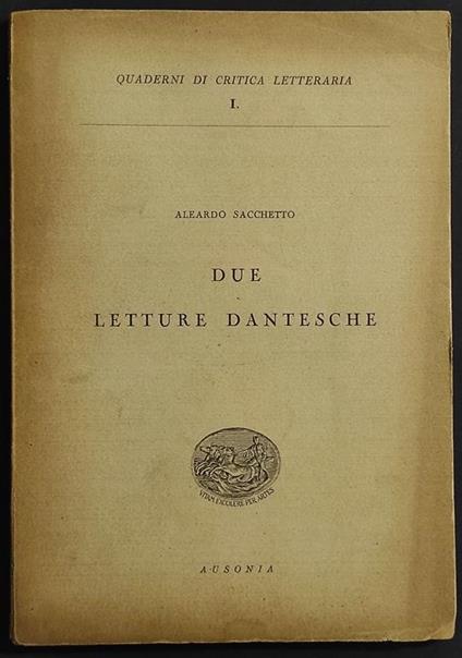 Due Letture Dantesche - copertina