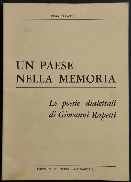 Un Paese nella Memoria - copertina