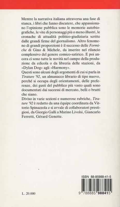 Tirature '92. a cura di Vittorio Spinazzola - 2
