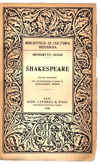 Shakespeare  - Benedetto Croce - copertina