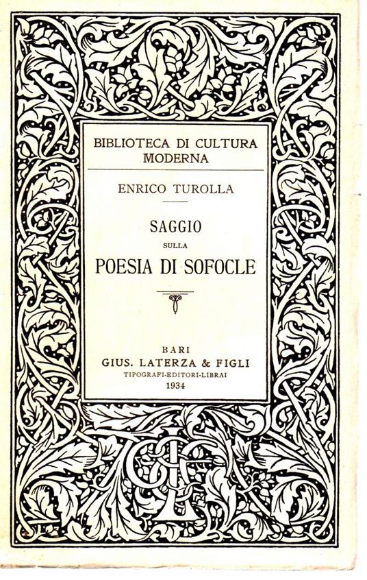 Saggio Sulla Poesia di Sofocle  - Enrico Turolla - copertina