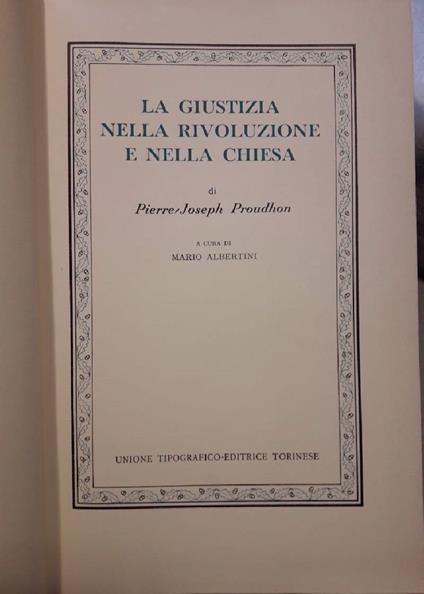 La Giustizia Nella Rivoluzione e Nella Chiesa - Pierre-Joseph Proudhon - copertina