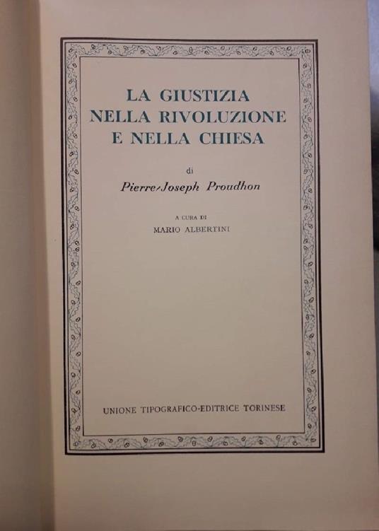 La Giustizia Nella Rivoluzione e Nella Chiesa - Pierre-Joseph Proudhon - copertina