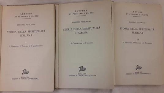 Storia Della Spiritualità Italiana-3 Voll. - Massimo Petrocchi - copertina