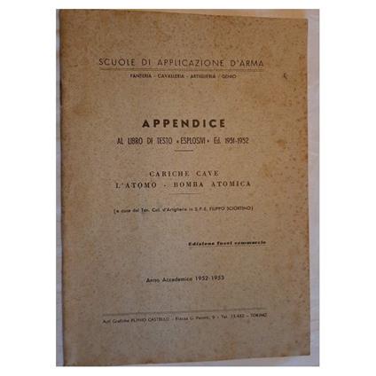 Appendice Al Libro di Testo "esplosivi" Ed 1951-1952 - copertina