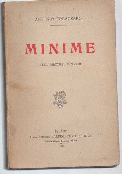 Minime-studi, Discorsi, Pensieri  - Antonio Fogazzaro - copertina