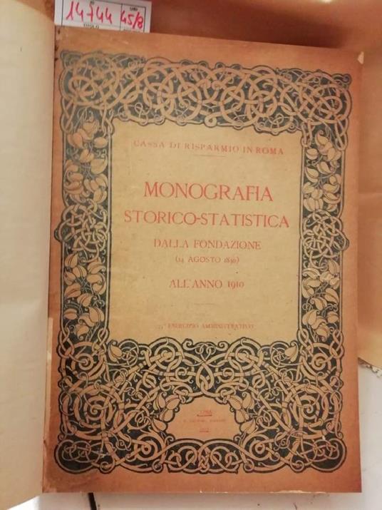 Cassa di Risparmio di Roma -monografia Storico Statistica Dalla Fondazione  - copertina