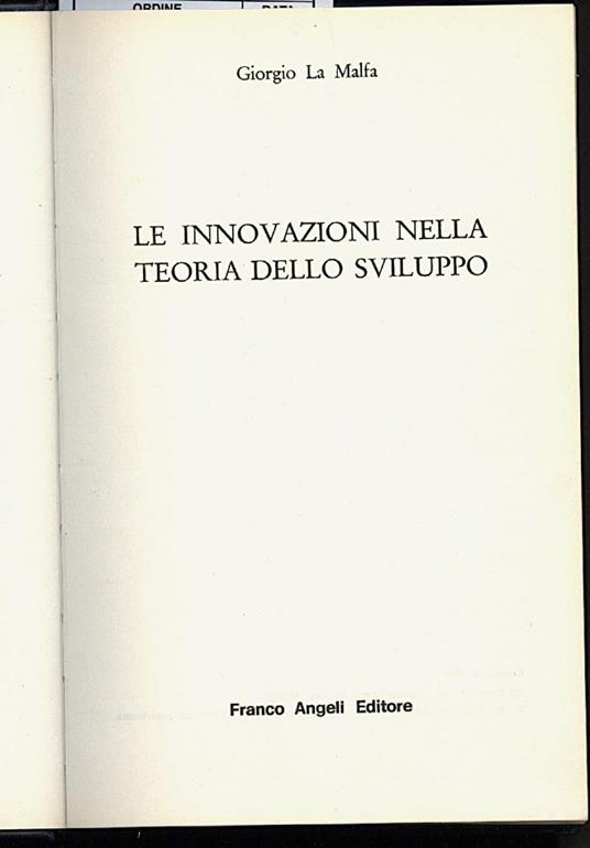 Le Innovazioni Nella Teoria Dello Sviluppo - Giorgio La Malfa - copertina