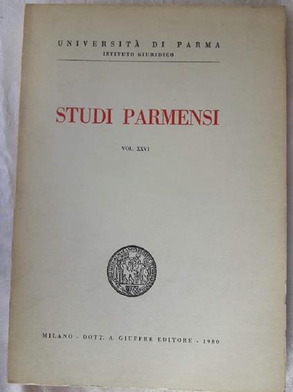 Studi Parmensi-vol. Xxvi - copertina