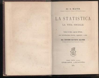 La Statistica e La Vita Sociale  - copertina