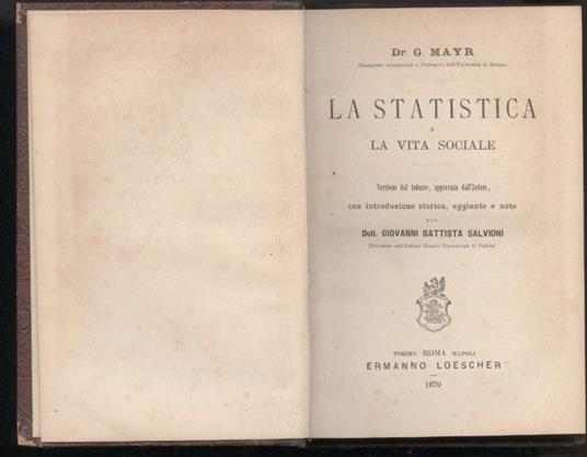 La Statistica e La Vita Sociale  - copertina