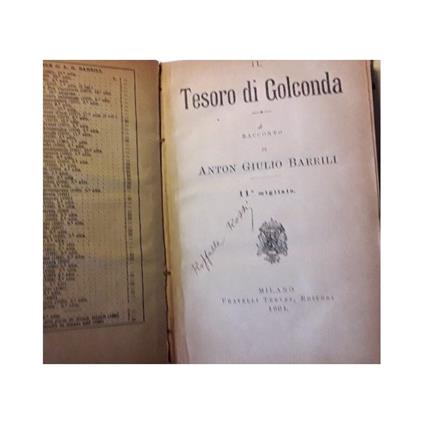 Il Tesoro di Golconda - Anton Giulio Barrili - copertina