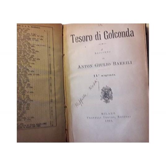 Il Tesoro di Golconda - Anton Giulio Barrili - copertina