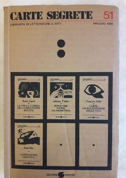 Carte Segrete -librivista di Letteratura e Arti-maggio 1986-n. 51 - copertina