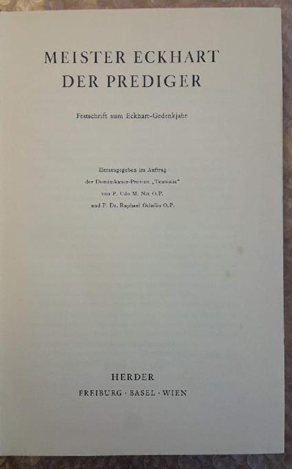 Meister Eckhart Der Prediger - copertina