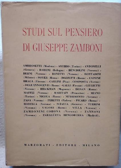 Studi Sul Pensiero di Giuseppe Zamboni - copertina