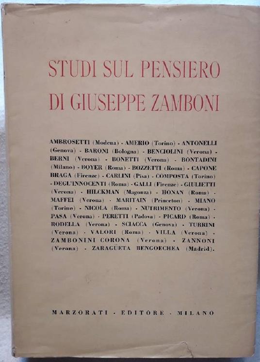 Studi Sul Pensiero di Giuseppe Zamboni - copertina