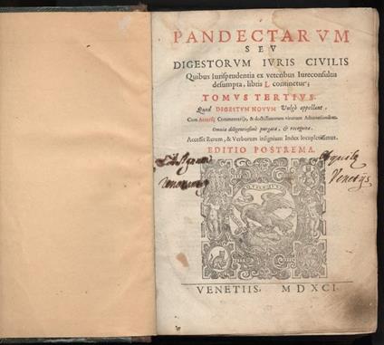 Pandectarum Sev Digestorum Iuris Civilis Quibus Iurisprudentia Ex Veteribus Iureconsultis Desumpta, Libris L Continetur, - copertina
