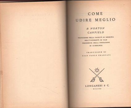 Come Udire Meglio  - Norton Canfield - copertina