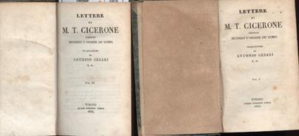 Lettere di M.T. Cicerone Disposte Secondo L'ordine Dè Tempi- 5 Tomi in 2 Voll.- - M. Tullio Cicerone - copertina