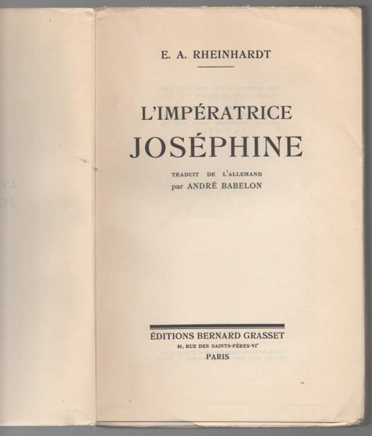 L' impžratrice Josžphine - Emil Alphons Rheinhardt - copertina