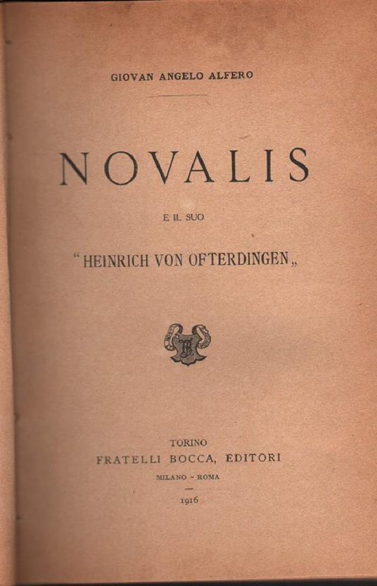 Novalis e Il Suo Heinrich Von Ofterdingen  - copertina